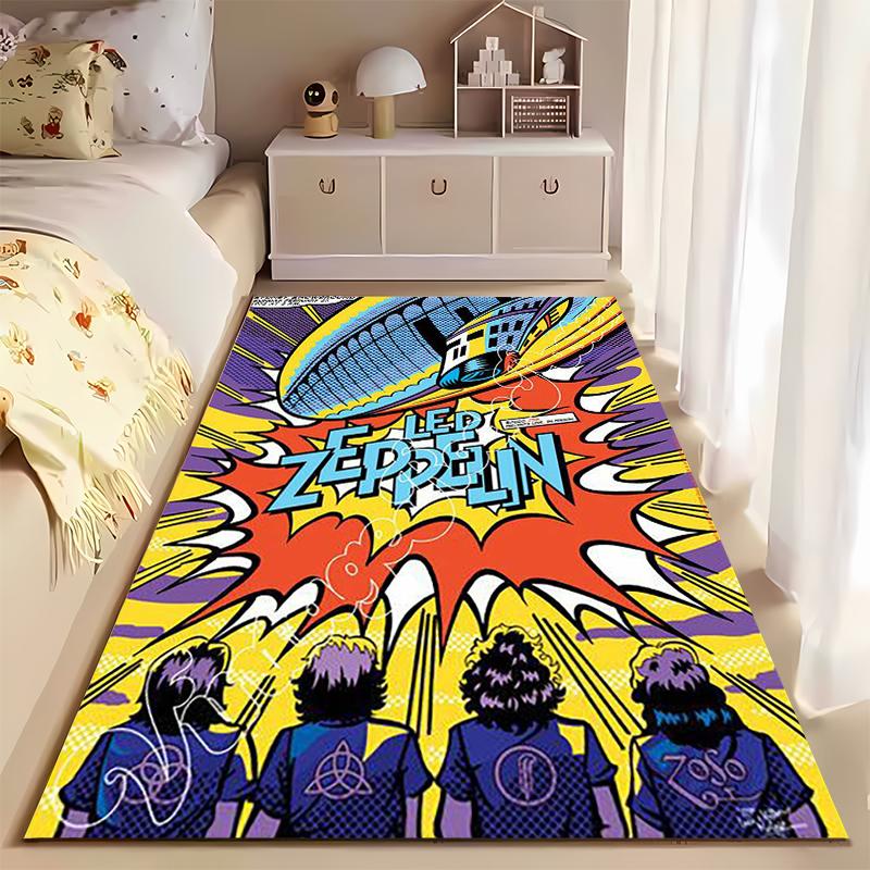 Led Zeppelin Comic Art Rug Non-slip rug suitable for living room and bedroom sofas.
