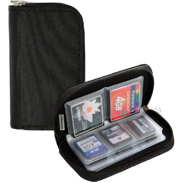 Memory Card Case - Carrying Case Suitable for Micro SD, Mini SD and 4X CF, Card Holder Bag Wallet for Media Storage Organization (Blue)