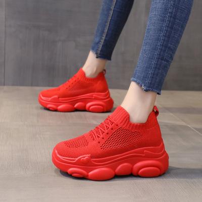 Модные 7-сантиметровые дизайнерские кроссовки для женщин, повседневная обувь на платформе, модные кроссовки на платформе, женские кеды красного цвета, повседневная обувь