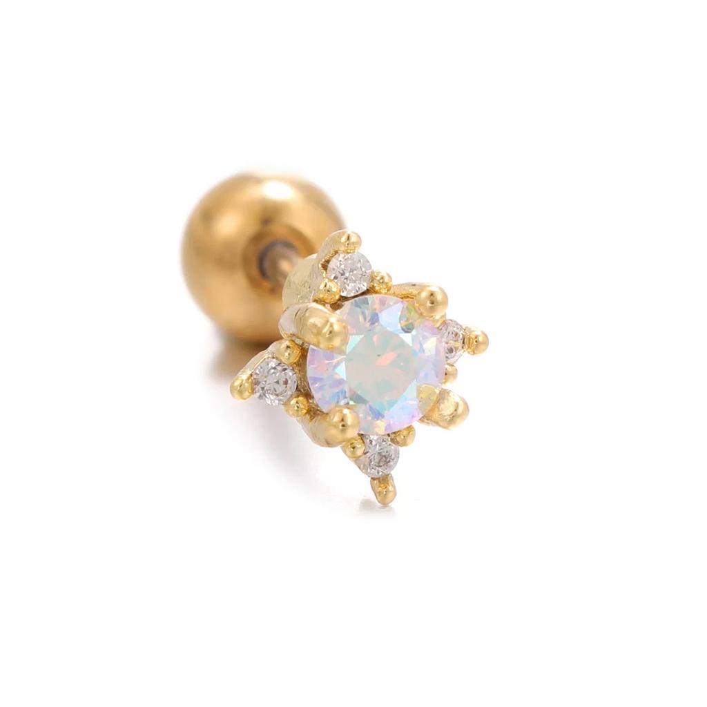 Новый дизайн, маленькие серьги-гвоздики из нержавеющей стали с цирконом, женские серьги-гвоздики с геометрической геометрией, спираль на козелок, хрящ, звезда, серьги, ювелирные изделия для пирсинга, 1 шт.