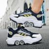 Деформация роликовые коньки роликовые коньки для взрослых мальчиков и девочек студенты уменьшаются невидимые четырехколесные двухрядные беговые туфли новые