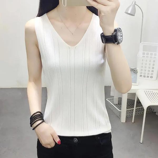 WTEMPO Жилеты из ледяного шелка весной и летом, безрукавки, женские свободные трикотажные жилеты с V-образным вырезом