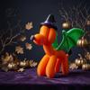 Halloween Balloon Puppy Figurine Figurine, 3D Printed Cute Dog Statue with Witch Hat And Gift for Lovers Bat Wings, Small Animal Sculpture Living Room