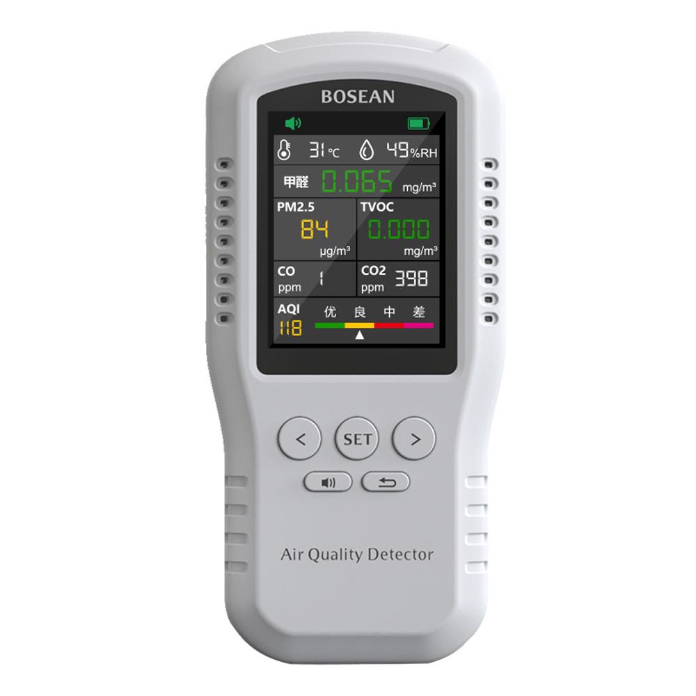 Portable Air Quality Monitor CO2 CO PM2.5 HCHO TVOC Temperature Humidity Monitor Home Digital Air Quality Detector