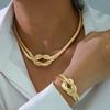 IF ME Gold Knotted Wrapped Snake Bone Bracelet Necklace Set Eco Friendly Iron Jewelry Women Elegant Daily Party Accessory Gift