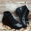 Women's Solid Color Trend Boots, Side Zipper Overlay Soft Sole Comfort Boots, Round Toe Daily Shoes