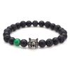 Black Matte Beaded Bracelet for Men Viking Wolf Head Lava Stone Black Matte Bracelet Wolf Head Black Matte Bracelet