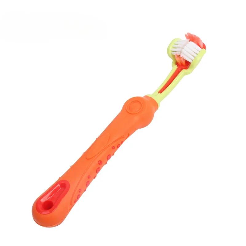 Three Sided Pet Toothbrush Three-Head Multi-angle Toothbrush Cleaning Dog Cat Brush Bad Breath Teeth Care Tool