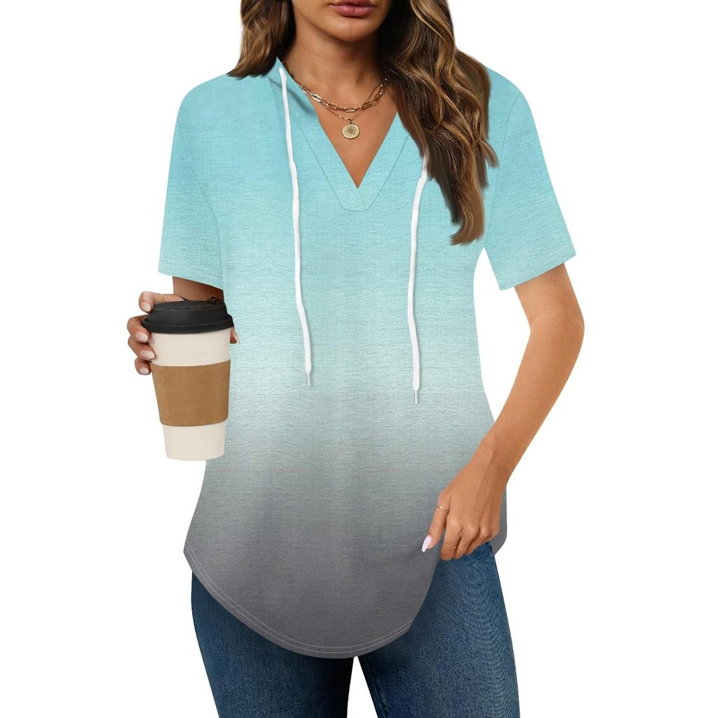 Женские летние футболки с V-образным вырезом, толстовки с коротким рукавом, туники, повседневные свободные туники, толстовки