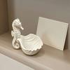 3D-печатный стенд-витрина для украшений в виде морского конька с ракушкой, двусторонний матово-белый поднос-украшение, желобок в виде волн для хранения колец, ожерелий, прибрежный декор для