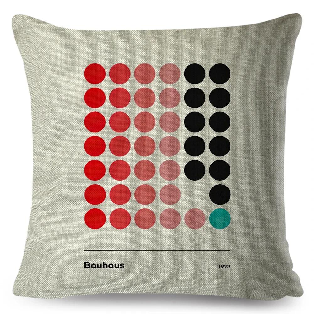 Nordic Polyester Throw Pillow Case for Sofa Minimalist Color Block Double Print Cushion Cover Decor Bauhaus Modern Pillowcase