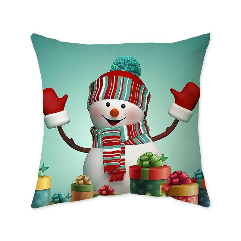 Santa Claus Snowman Holiday Pillow Case Gift Sleeper Sofa Bedroom Bedside Imitation Super Soft Pillow Back Pillow Case