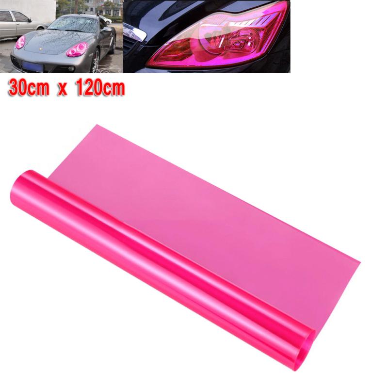30 ×120CM Self Adhesive Headlights Tail Lights Fog Lights Tint Vinyl Film (Pink)