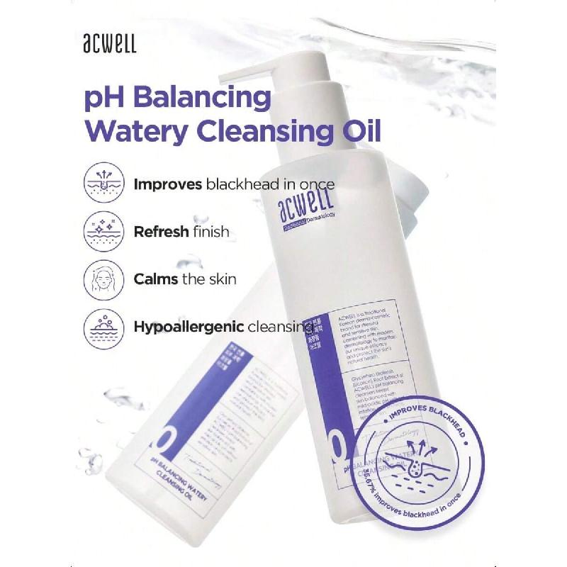 Acwell PH Balancing Watery Cleansing Oil Facial Cleanser 200ml - Makeup Cleansing Water Oil For Sensitive Skin, Lightweight Watery Oil Formula