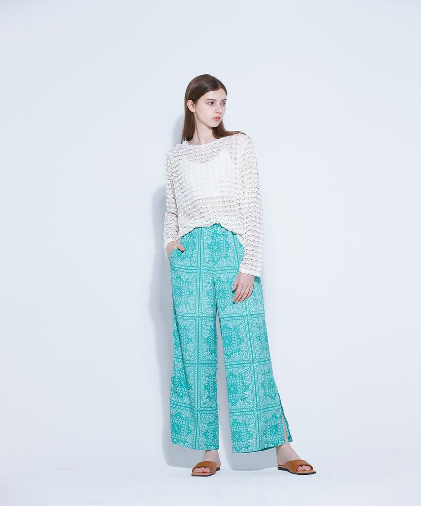 WEDNESDAY DELIGHT Bandana Slit Pants_Green