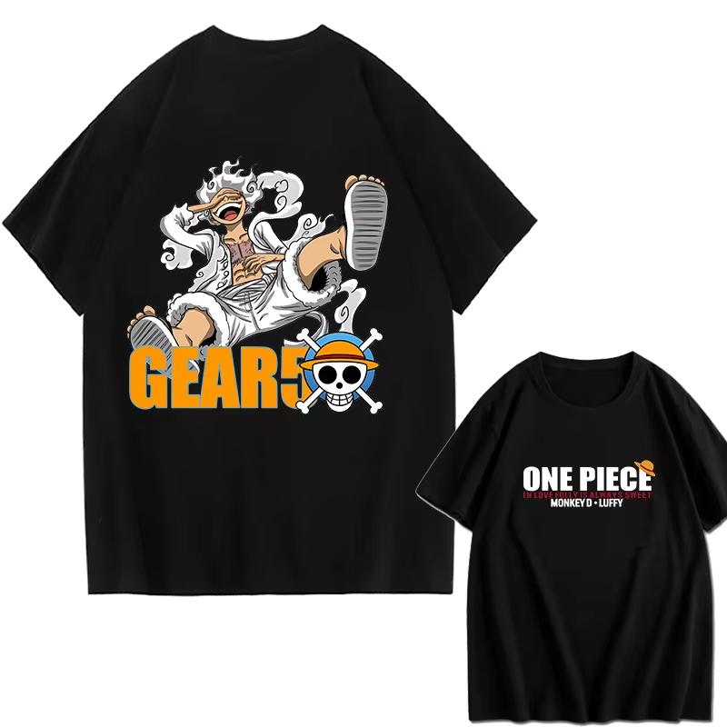2026 Graphic T-shirt Unisex One Piece Luffy Gear 5 Nika Anime Printed Women Short Sleeve Tee Streetwear Casual Ins Y2k