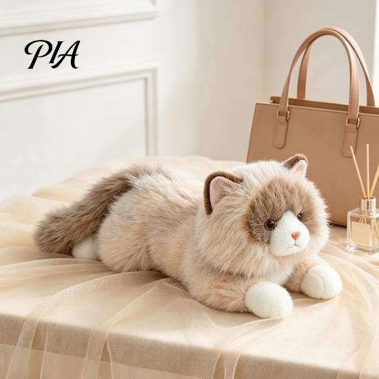 Soft Touching Stuffed Kitten Lifelike Ragdoll Cat Plush Toy, Realistic Animal Pillow for Sleeping, Stress Relief Hugging 45cm Fluffy Pillow,