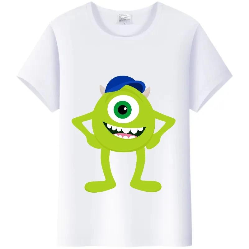 Kawaii Monsters, Inc. T-Shirt White Female TShirt Short Sleeve Tops James -P- Sullivan Funny Mr.Q Graphic Tees Unisex