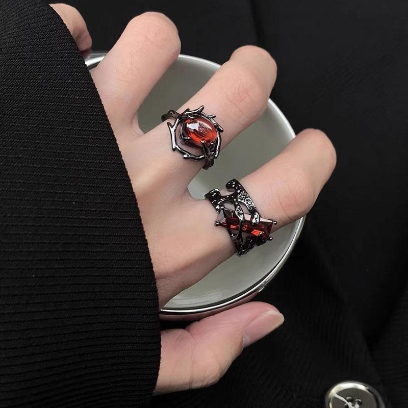 Регулируемое отверстие неправильной формы красные кристаллы сердце кольца для женщин кольцо для вечеринки креативные ювелирные изделия подарки