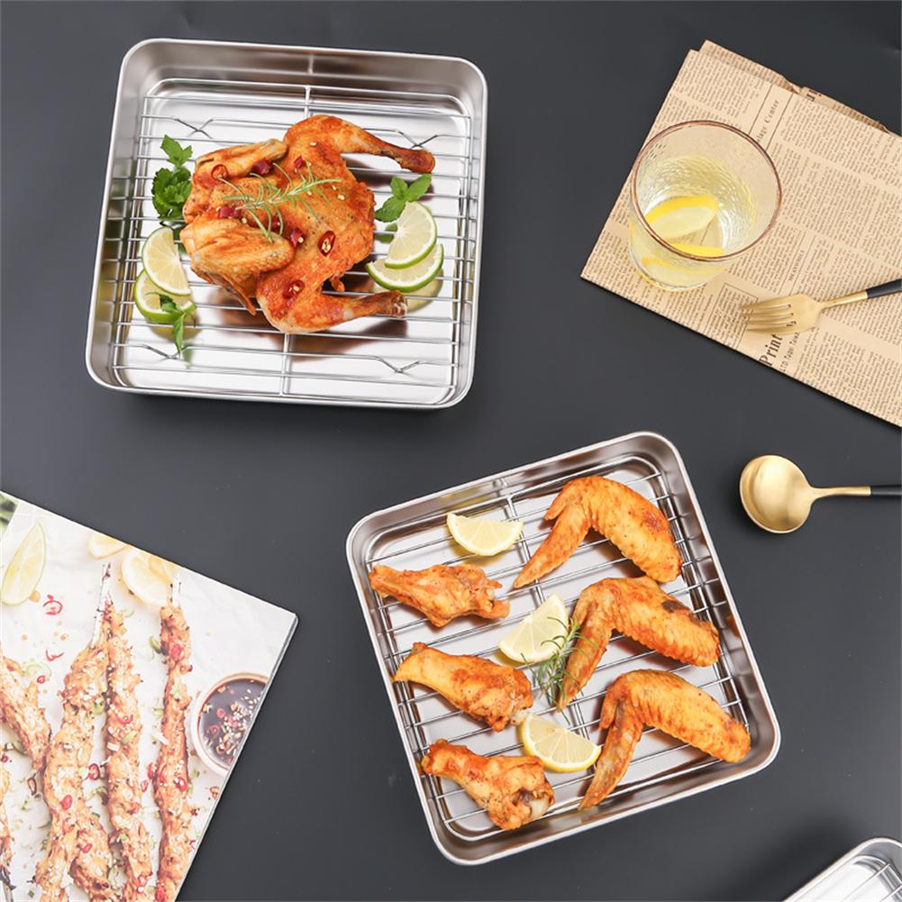 Stainless Steel BakingPan Roast Turkey Tray With Cooling Rack Kitchen BBQ Cake