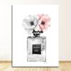 Prints Pink Peony Posters Wall Pictures Home Decor  Poster Perfume Abstract Painting Quotes Perfume Bottle Wall Art Canvas