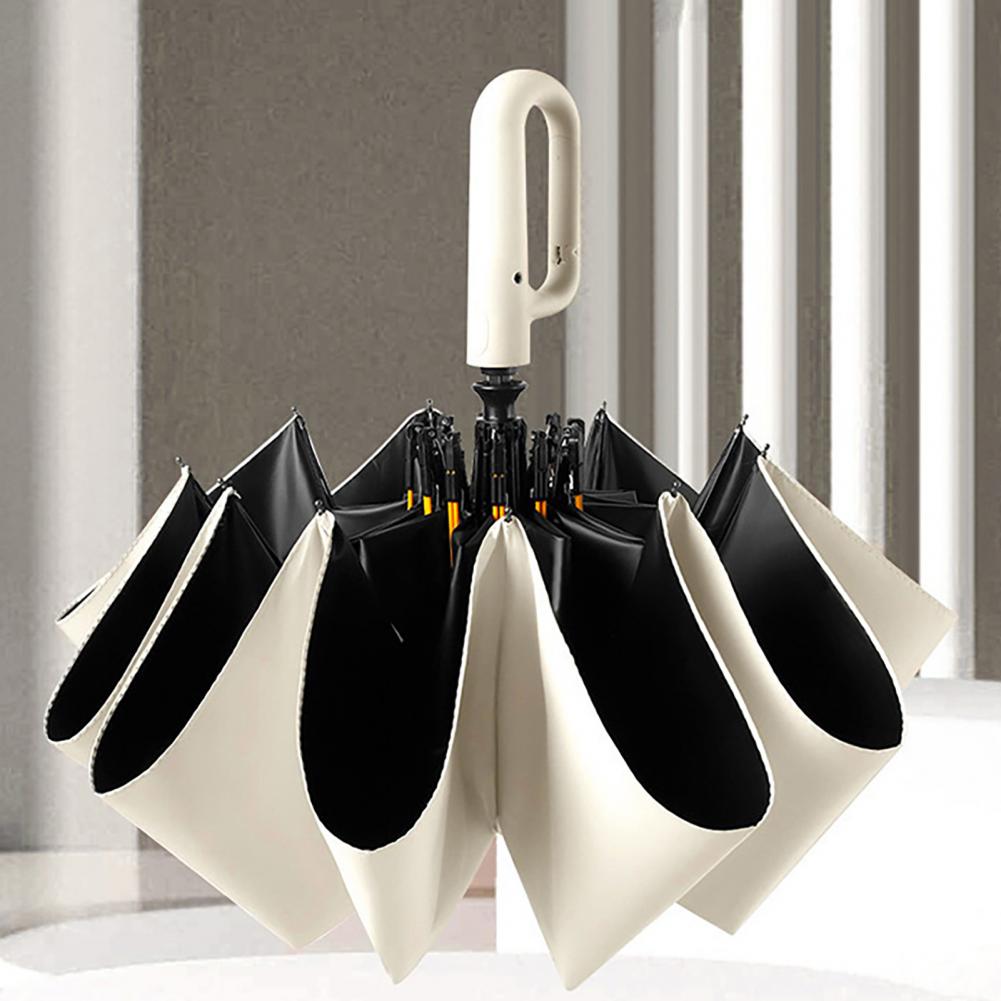 UV Rain Protection Automatic Folding Umbrella Carabiner Handle Windproof 10 Rib Portable Travel Compact Outdoor Gear