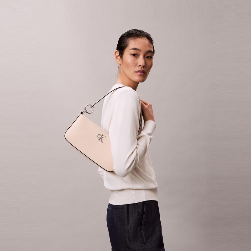 Calvin Klein Классическая Минималистичная Металлическая Молния-Буква Сумка-Кроссбоди из Смешанных Материалов под Мышку Средняя Женская Сумка Миндально-Желтая DH3237-5FZ