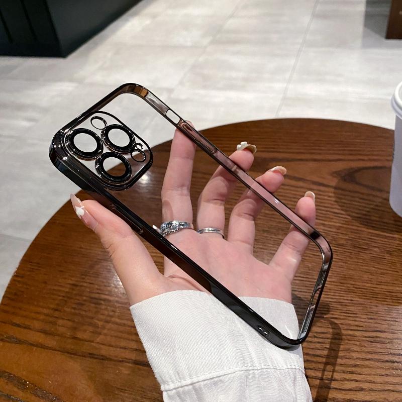 Роскошный гальванизированный защитный чехол для iPhone 17 16 11 12 13 14 15 Pro Max Xs XR Max 7 8 Plus SE2020 Мягкая прозрачная крышка