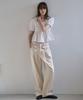 GRIDAJ Natural Washed Cotton Double-Pleat Wide Pants _ Ivory