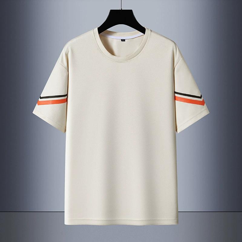 Футболка с коротким рукавом, мужская летняя тонкая дышащая футболка с круглым вырезом, универсальная футболка с коротким рукавом, большого размера для спорта и отдыха