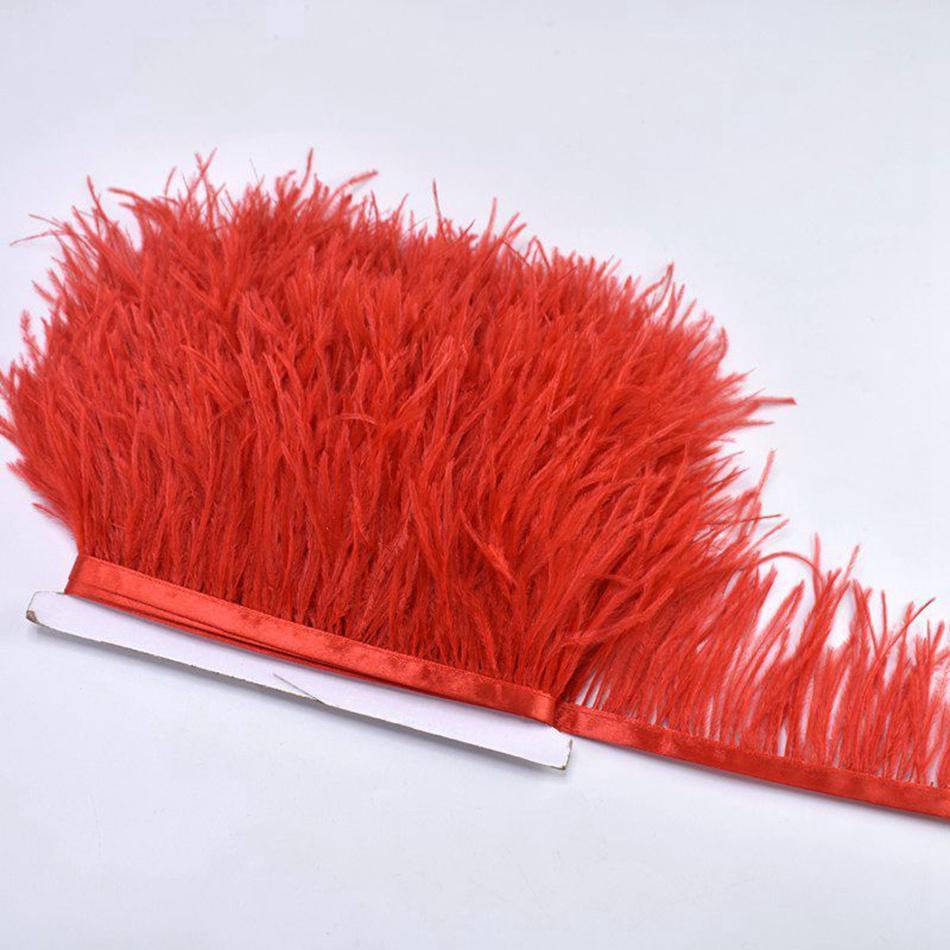 1M 8-10cm White Feathers Ostrich Plume Trim Wedding Crafts DIY Natural Feather Ribbon Sewing Party Handmade Headdress Carnival