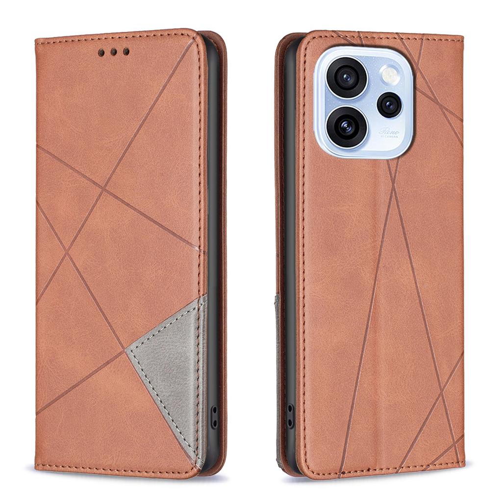 For Oppo Reno15 F 5G Case Card Slots Geometry Imprint Leather Phone Cover