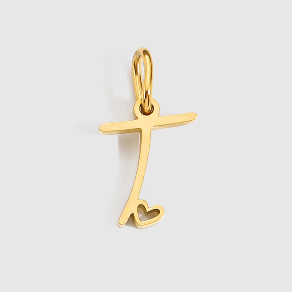 EManco Personalized Stainless Steel Heart Alphabet Pendant DIY Accessories Initials Birthday Gift A-Z