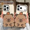 Phone Case: 2D flat suitable for iPhone 18 17 16 15 14 13 Pro film protective case, couple style, capybara with an orange on top, Christmas and Hallow