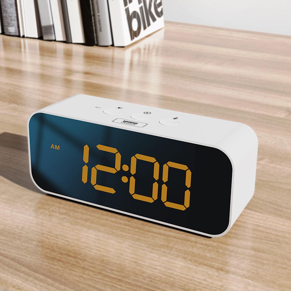 Rechargeable DIY Sound Recording LED Alarm Clock with Mirror Face and RGB Colorful Display.Record 3 Sets of Sounds as Alarm Tune2
