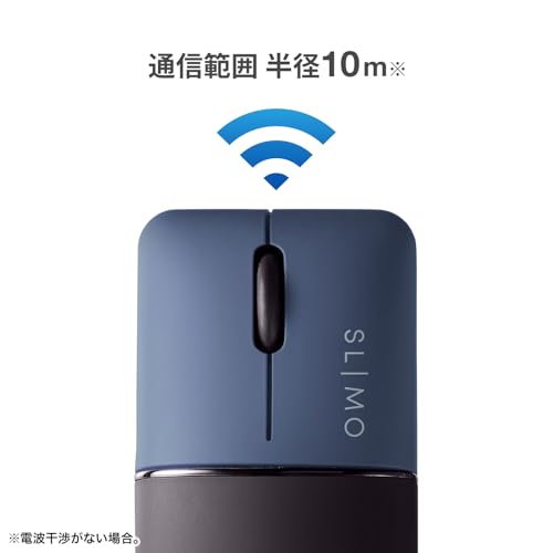SANWA SUPPLY Бесшумная беспроводная мышь-комбо с синей светодиодной подсветкой, тонкая SLIMO/темно-синяя (перезаряжаемый) MA-WBBS310NV