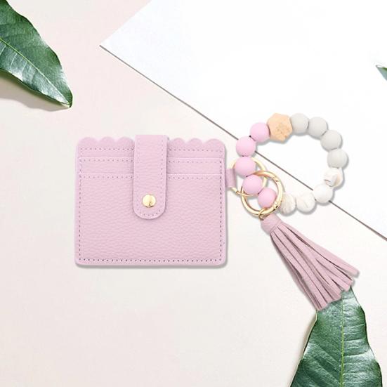 Женский кошелек, держатель для карт, бусины, кисточка, декор, искусственная кожа, фирменная строчка, мраморный брелок с леопардовым принтом, кисточка, карман для карт, кошелек