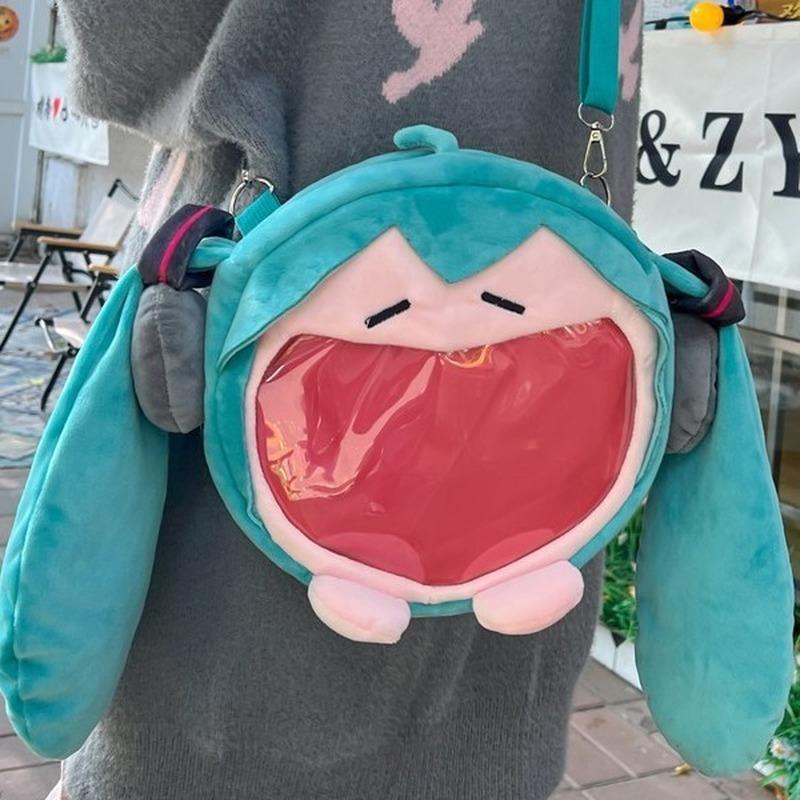 Hatsune Miku Big Mouth Plush Ita Bag Crossbody Shoulder Bag Kawaii Japanese Style Storage Pouch Gift For Women Daily Use