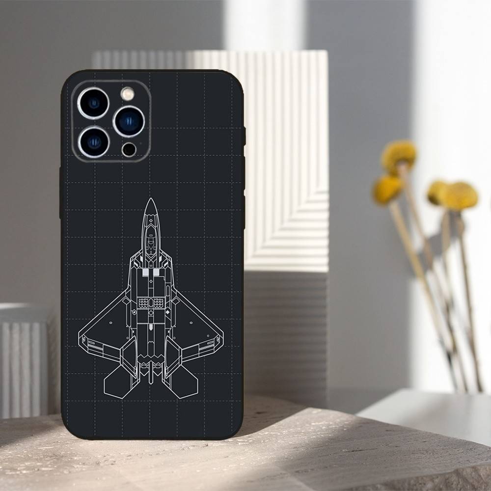 Blueprints Art Aircraft For iPhone 12,14,13,15,8,7,16,11,17,X,Mini,Plus,Pro,XR,SE,XS,Max,Soft Silicone Black Case