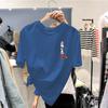 Cotton T Shirt for Women Korean Fashion Loose Teen Oversized Tops on Plus Sale Red Blue Aae