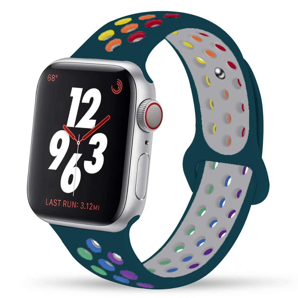 Спортивный силиконовый ремешок для Apple Watch Band 44 мм, 40 мм, 42 мм, 38 мм, 44 мм, дышащий браслет, ремешок для Apple Watch 6 iWatch 5 4 3 se