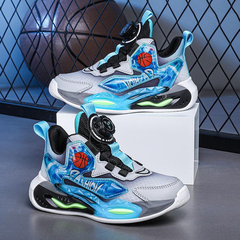 Детские баскетбольные кроссовки, осенне-зимние новые сетчатые туфли для мальчиков, повседневная обувь