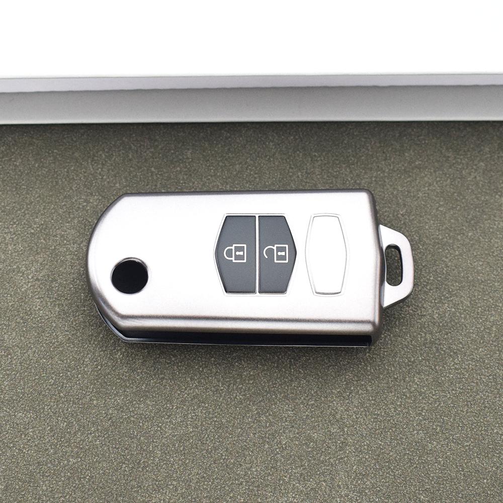 Gun Grey Shell Fob Bag Keyless Protector 2 3 Buttons for Mazda 3 5 6 Series M6 RX8 MX5 TPU Car Flip Key Case Cover Accessories