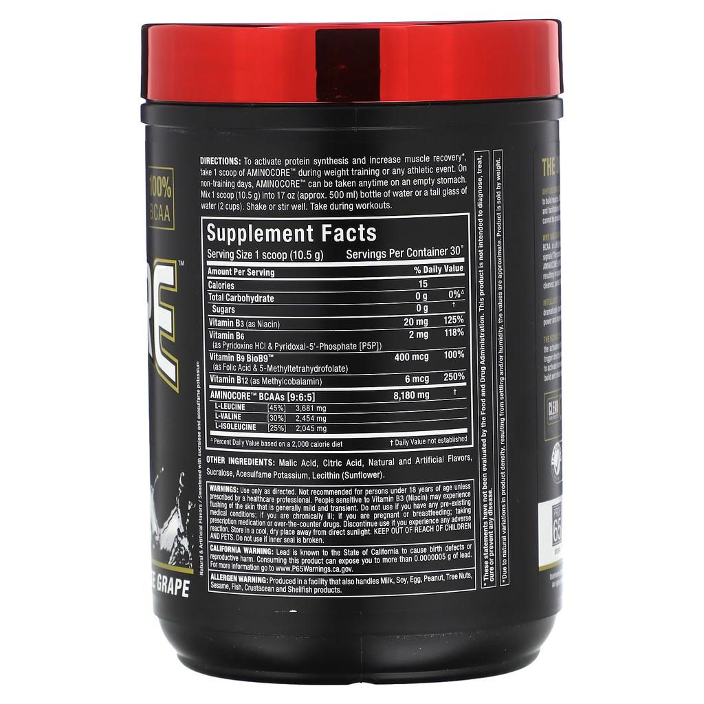 Aminocore Bcaa, White Grape, 315g(0.69Lb)