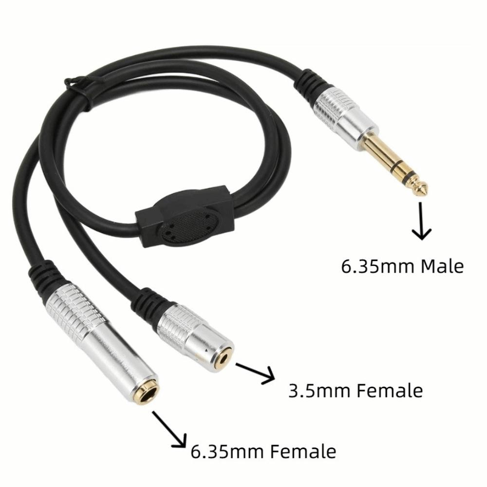 Plug and Play 1 Split in 2 Sound Cable Flexible 1/4 Inch TRS Stereo Splitter Cable Audio Equipment