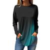 Женская свободная футболка с длинным рукавом с круглым вырезом и принтом, верхний пуловер