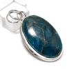 Natural Neon Blue Apatite Handmade 925 Sterling Silver Gift Pendant 1.97" A8v02