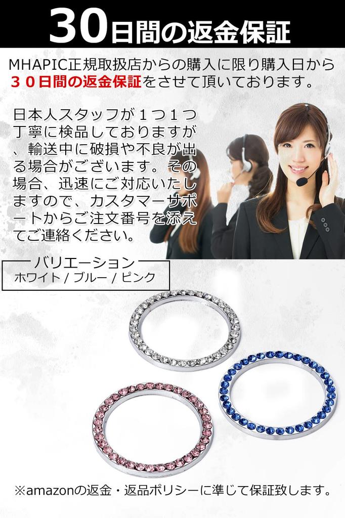 Start Button Cover Inner Up with Sparkling [MHAPIC] (3cm Diameter/3 Colors) "Dress Stones" (Pink)