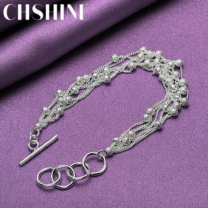 CHSHINE 925 стерлингового серебра матовые бусины цепочка браслет модный шарм свадебная вечеринка для женщин ювелирные изделия