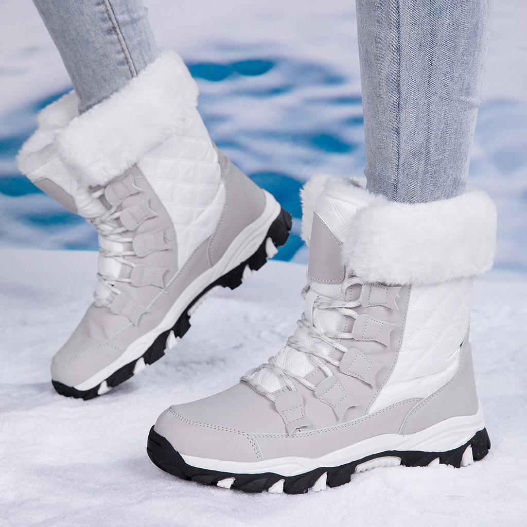 35-42 Large Size Foreign Trade New Outdoor Snow Boots Cotton Shoes Velvet Warm Height Increase High Top Wear-resistant Non-slip Women's Boots